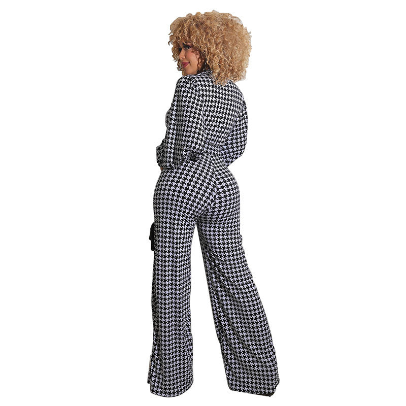 Puff Sleeve Women's Printed Jumpsuit Loose