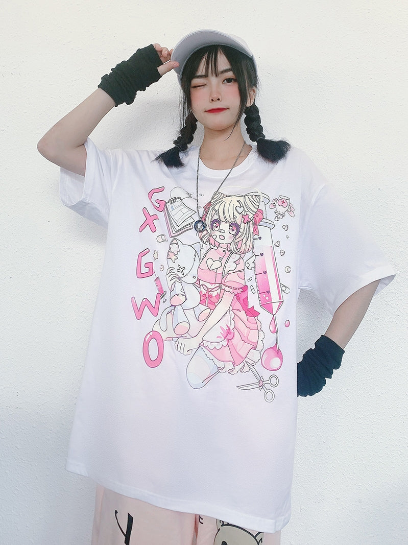 Camiseta de manga corta Original Country Tide Soft Girl Cute Bear para mujer