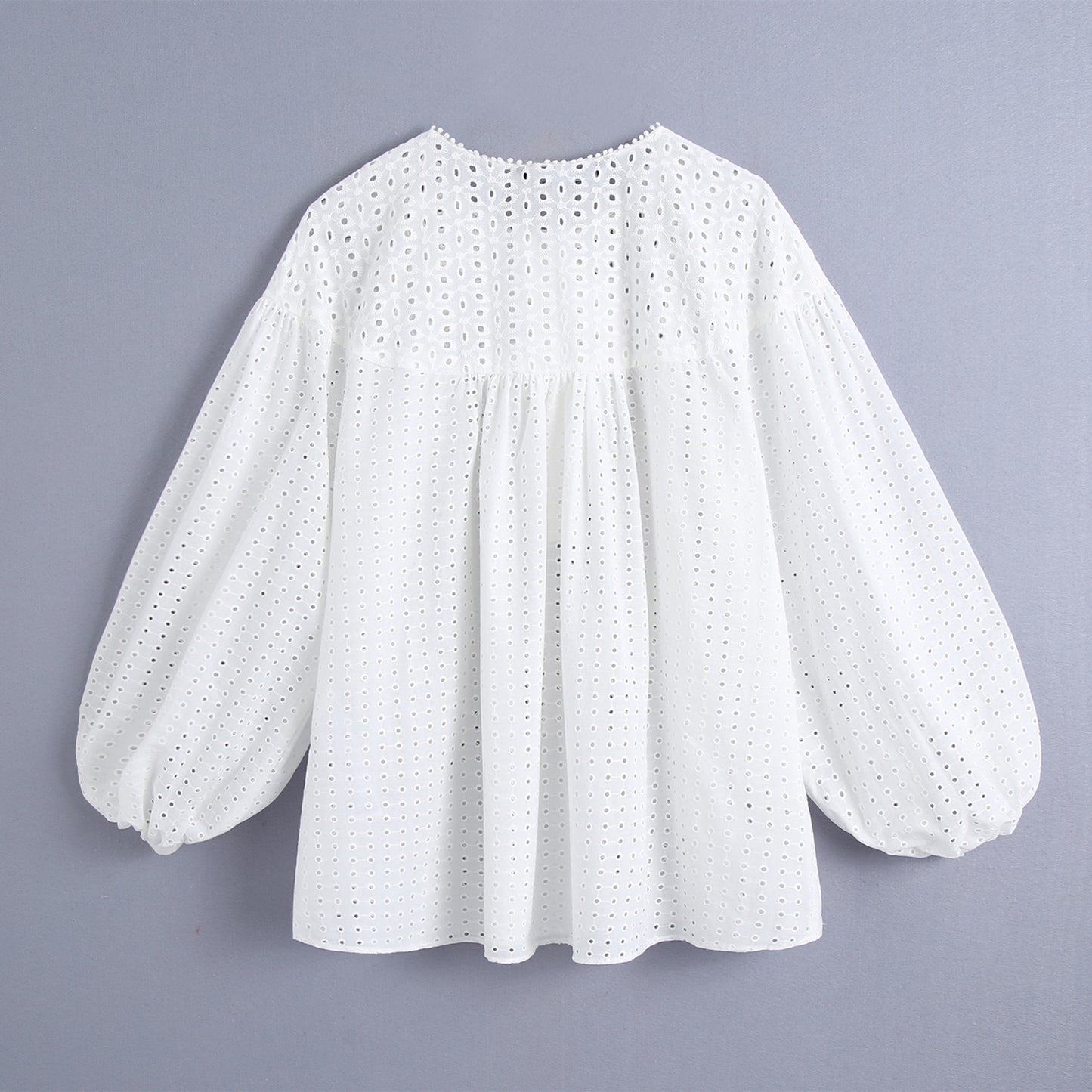 Embroidered Lantern Sleeve Loose Fashion All-match Shirt