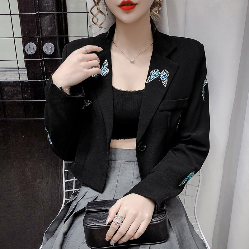 Capable Color Butterfly Lapel White Suit Female Commuter OL Wind Short Coat Thin