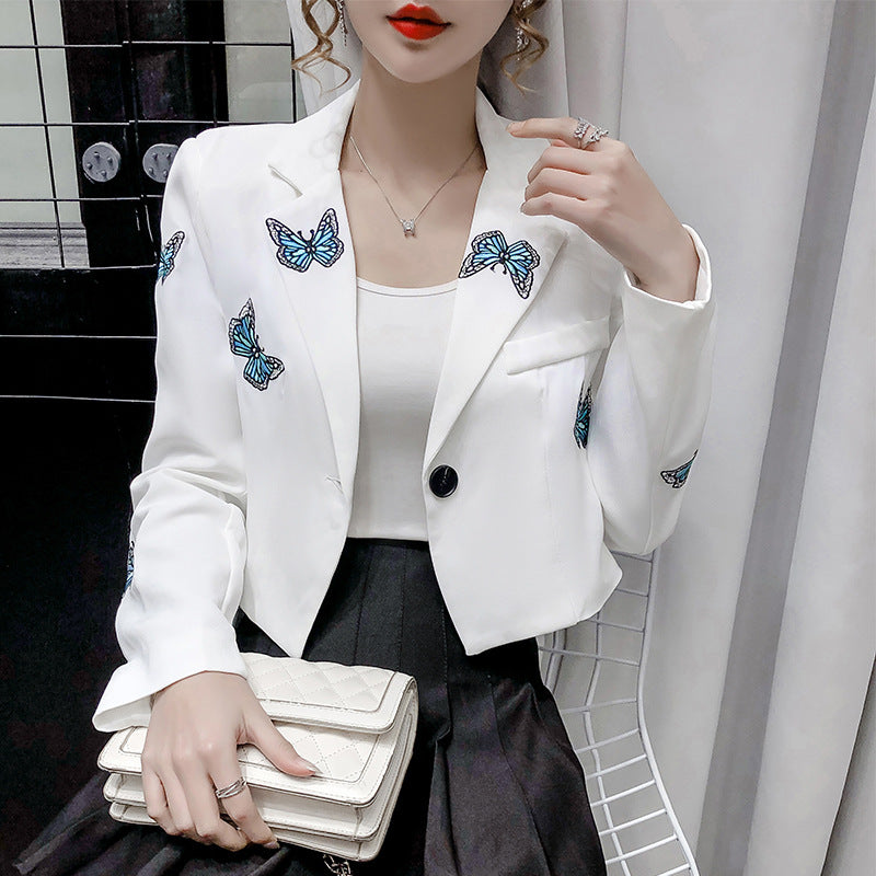 Capable Color Butterfly Lapel White Suit Female Commuter OL Wind Short Coat Thin