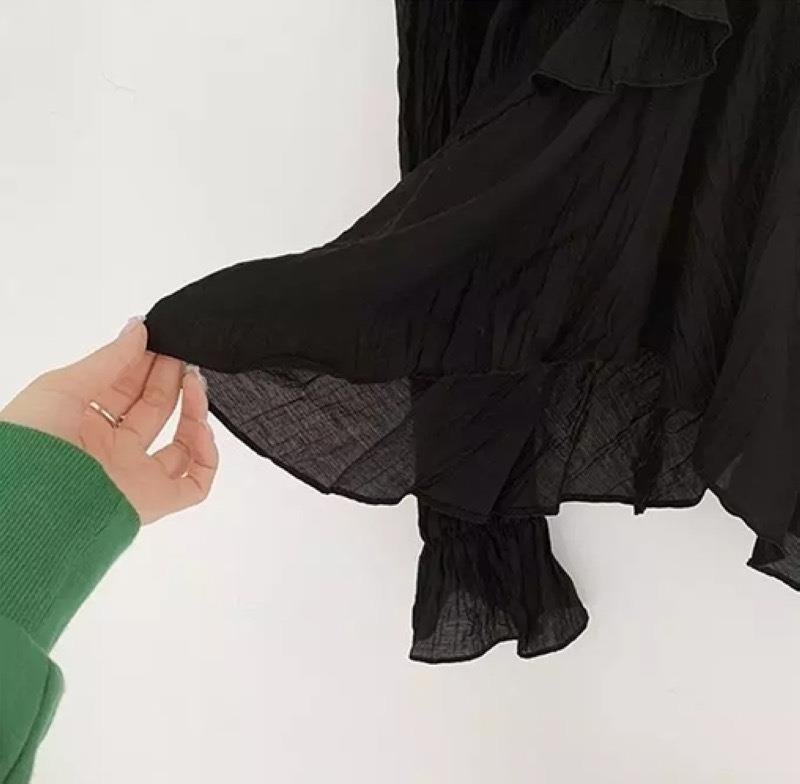 Irregular Ruffled Flared Sleeve Shirt With Ruffles