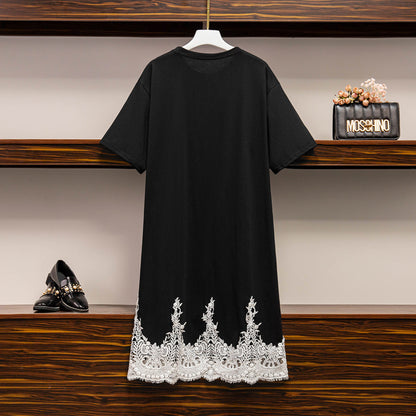 Loose Slimming Printed Short-sleeved T-shirt Dress