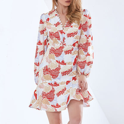 Vestido ajustado de verano con volantes y estampado TWOTWINSTYLE para Mujer