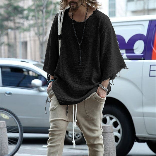 Long-sleeved Solid Color Top Trendy Loose T-shirt