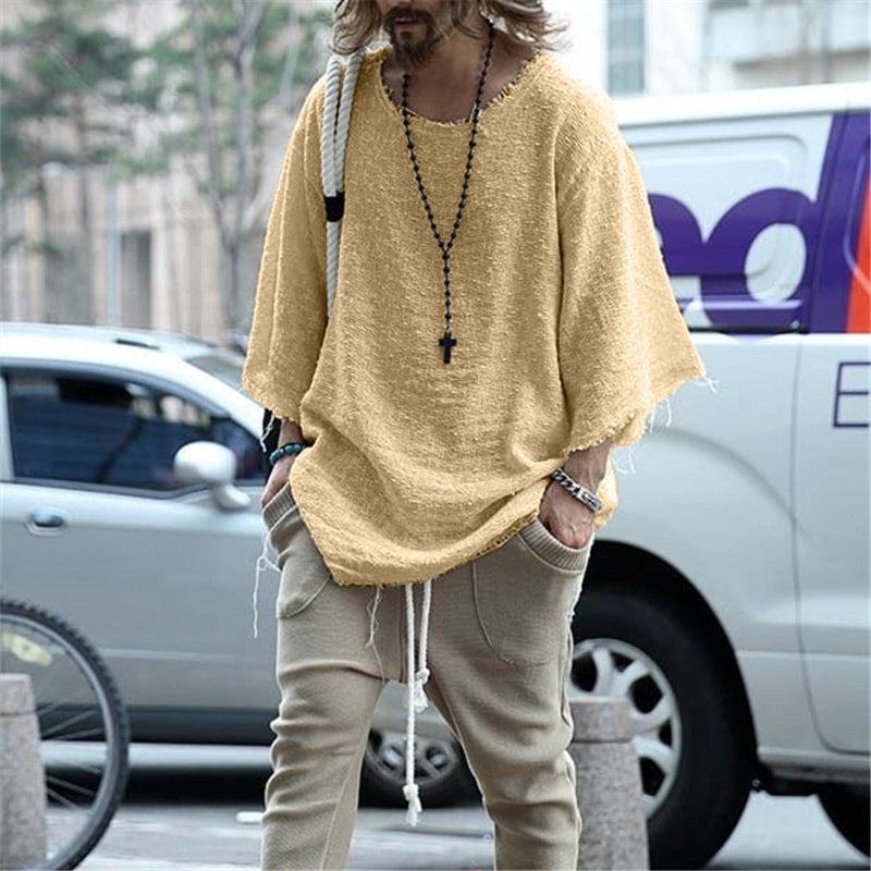 Long-sleeved Solid Color Top Trendy Loose T-shirt