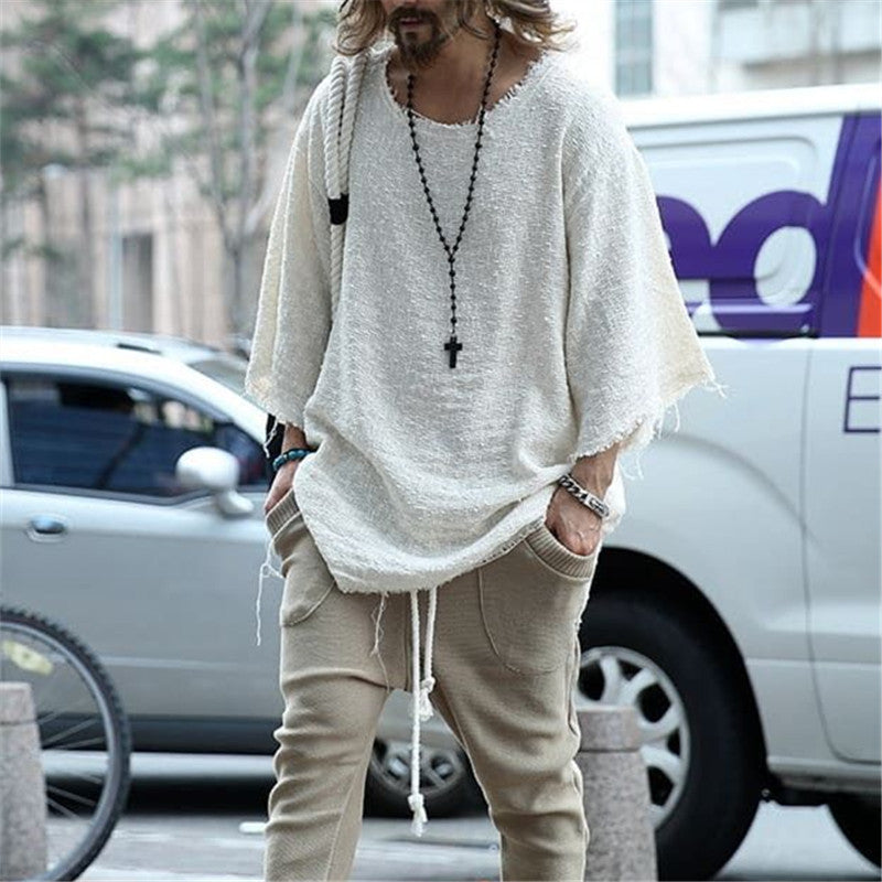 Long-sleeved Solid Color Top Trendy Loose T-shirt