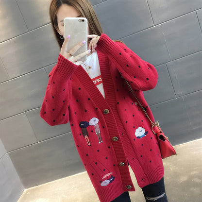 Loose Outer Jacket Early Autumn Women's Spring And Autumn Tops Ladies Sweater Knit Cardigan