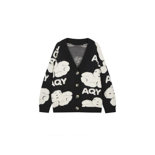 Cardigan en tricot pour femme, pull ample en automne et en hiver