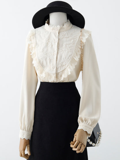 Vintage Outer Wear Lace Embroidered Shirt