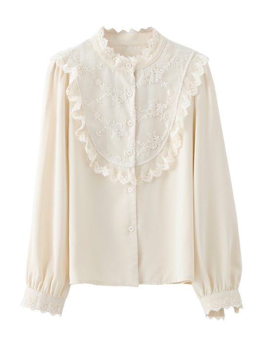 Vintage Outer Wear Lace Embroidered Shirt