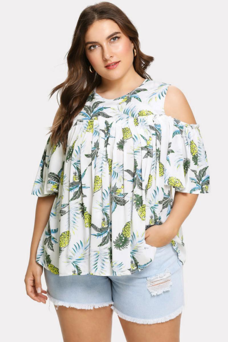 Women's Summer T-shirt Loose Strapless Short Sleeves