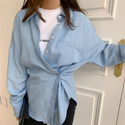 Loose Drape Two-wear Long-sleeved Shirt