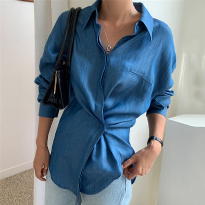 Loose Drape Two-wear Long-sleeved Shirt