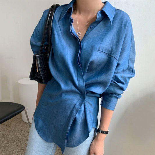 Loose Drape Two-wear Long-sleeved Shirt