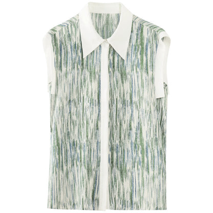 Women's Raindrop Print Sleeveless Chiffon Shirt