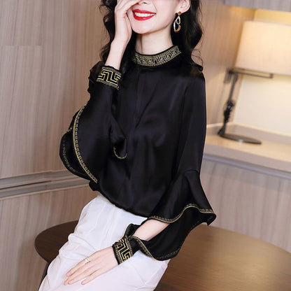 Embroidered Shirt Women's Long-sleeved Spring Top New Clothes Ruffled Women's Korean Loose Shirt