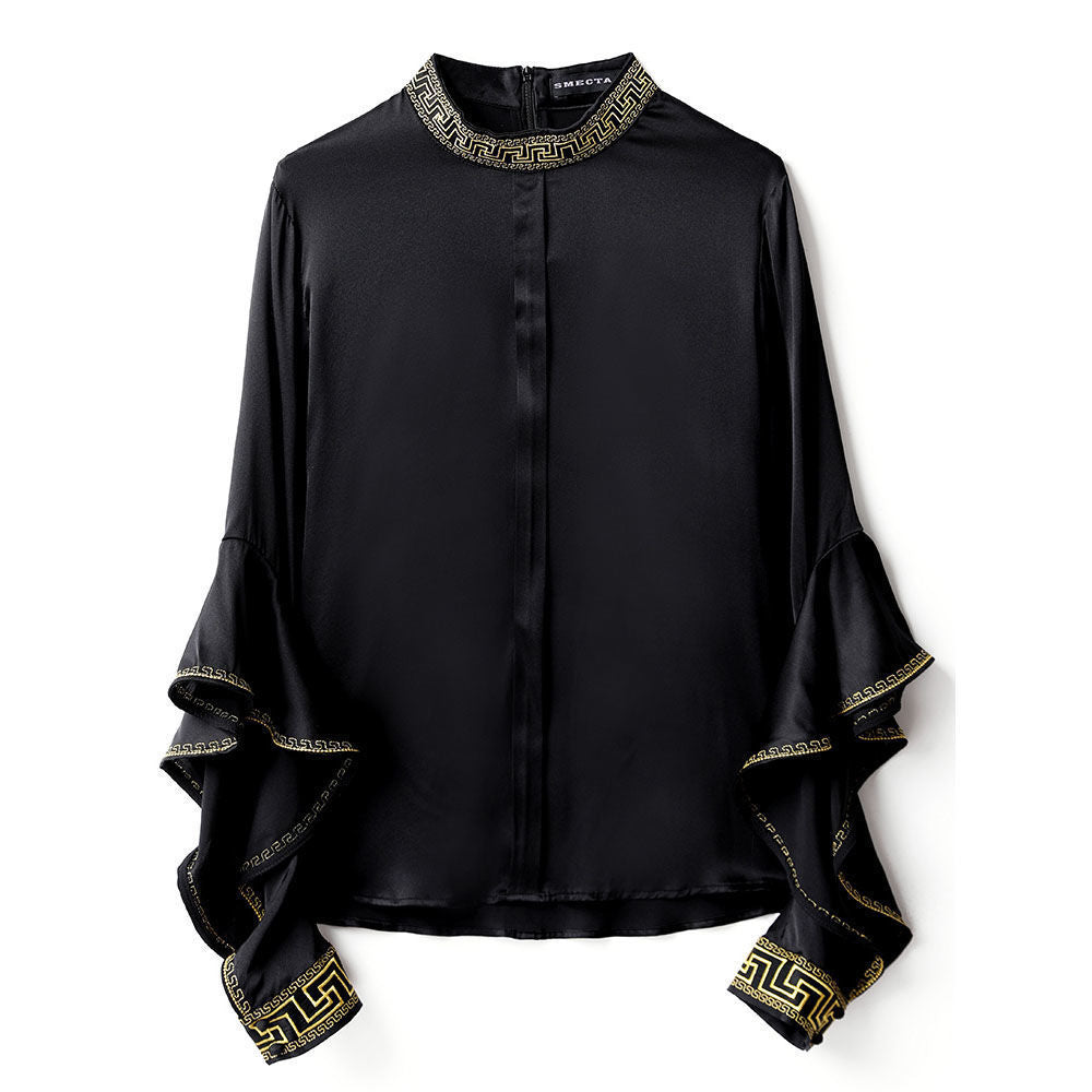 Embroidered Shirt Women's Long-sleeved Spring Top New Clothes Ruffled Women's Korean Loose Shirt