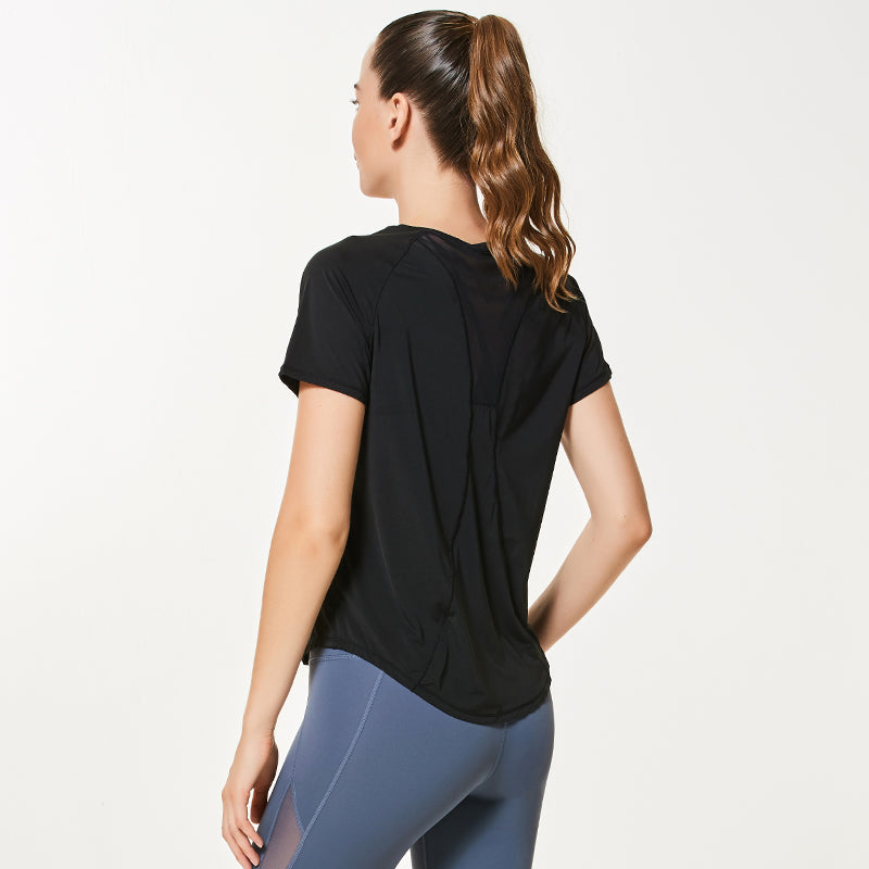 Ropa de entrenamiento Top fino de verano para yoga de talla grande con mangas cortas