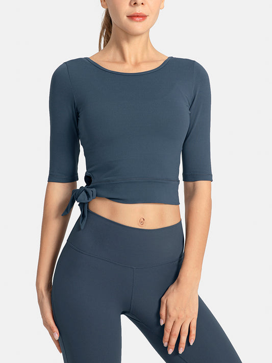 Combinaison de Yoga à manches mi-longues, collants courts pour femmes, haut de course, T-shirt de sport respirant, printemps