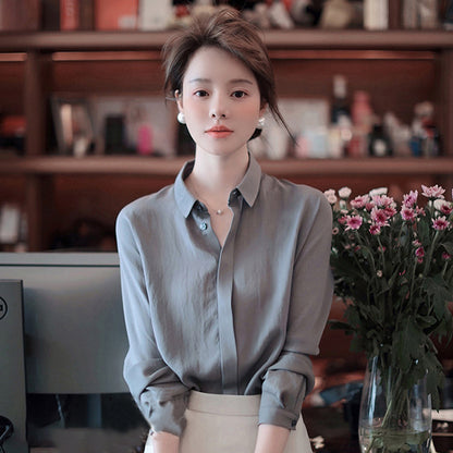 Japanese Style Lapel Shirt Female Design Sense Niche Hong Kong Style Loose And Thin Temperament Shirt