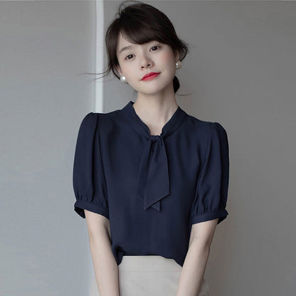 Puff Sleeve Shirt Female Design Sense Niche Loose And Thin Casual Shirt Temperament Shirt