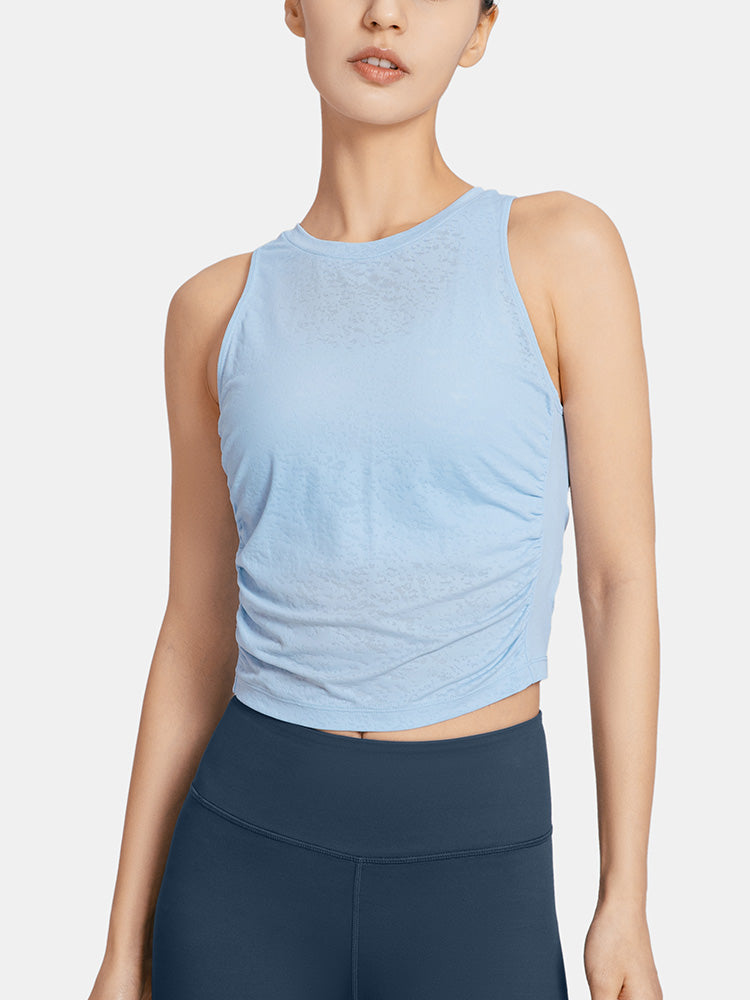 Ropa de yoga sin mangas para mujer, blusa de entrenamiento de gimnasia para correr