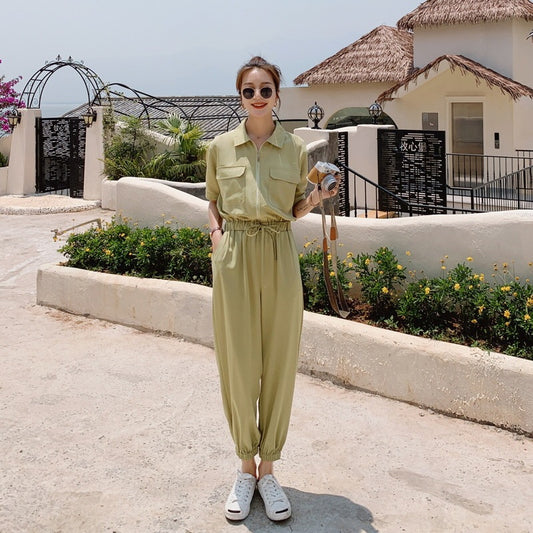 New Drape, Loose, High-waisted, Thin, Long-legged Casual Jumpsuit