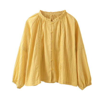 Puff Sleeve Shirt Female Design Niche Sense Of Long-sleeved Shirt Wear All-match Top