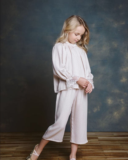 Vêtements de maison pour filles à impression réactive en satin de coton