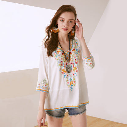 Women's New Shirt Embroidery Loose Slimming Shirt Women