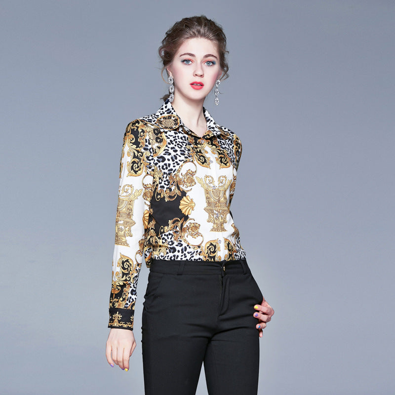 Printed lapel long sleeve