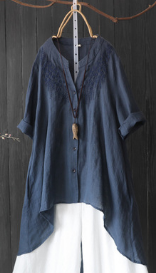 Asymmetrical Blouse Vintage 3/4 Shirt Tunic