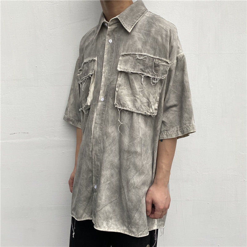 Distressed short-sleeved shirt