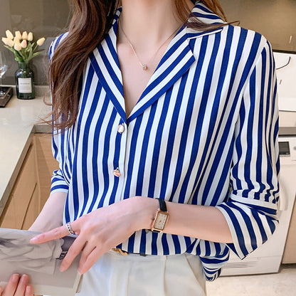 Women's Summer Striped Shirt Short Sleeve Top