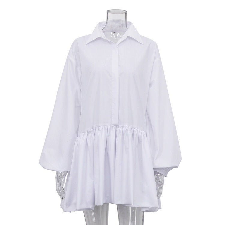 Robe chemise à manches bouffantes Femme