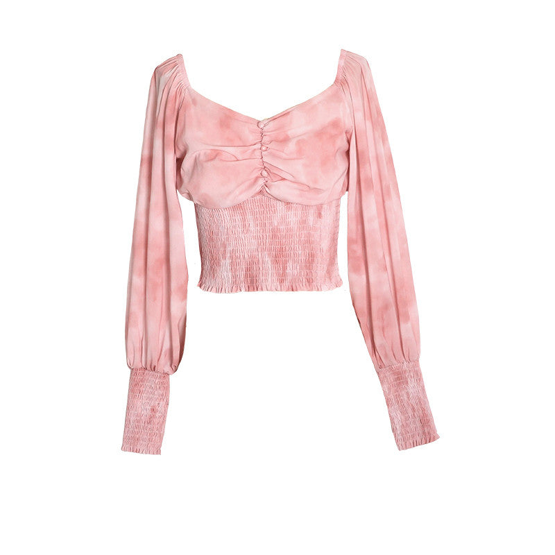 Chemise en mousseline rose fleurie