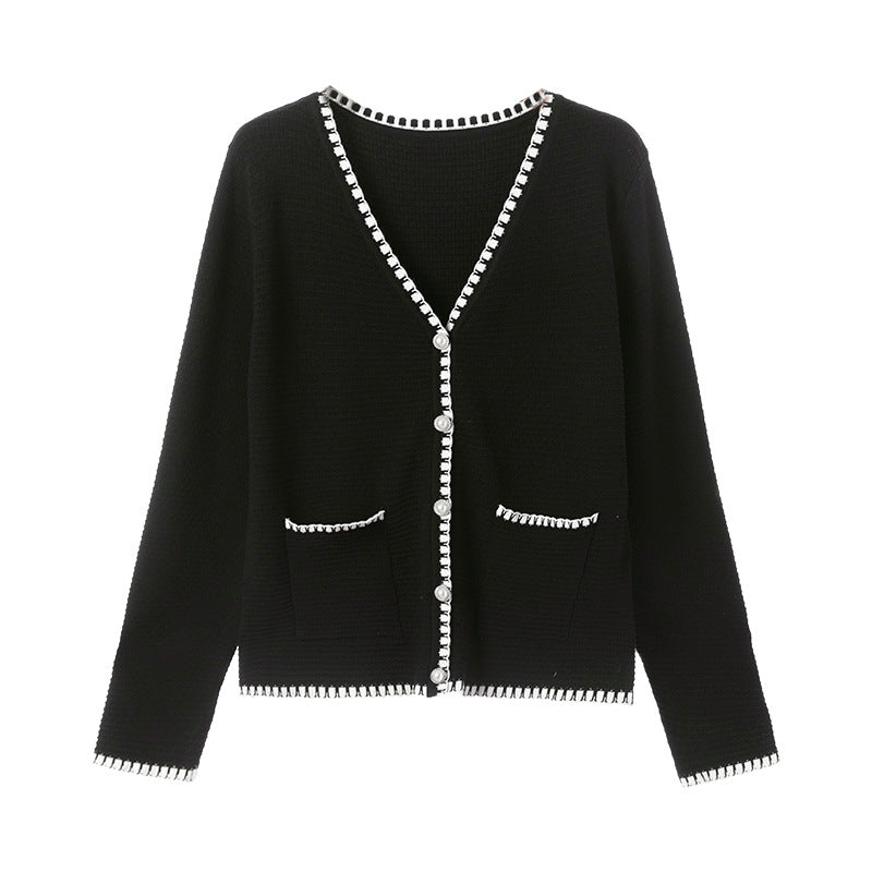 Suéter de punto retro temperamento blusa cardigan mujeres