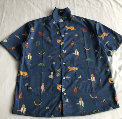 Novedad de verano, camisa holgada de manga corta con estampado de animales de color viento universitario japonés