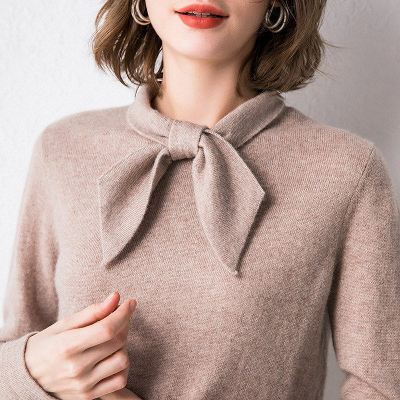 Women's bow short sweater