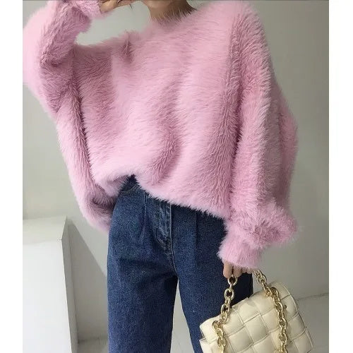 French Style Super Soft Glutinous Mink Wool Knitted Sweater