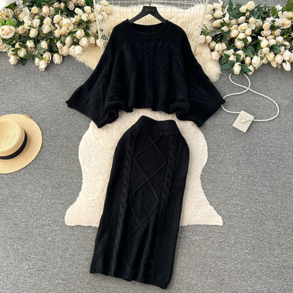 French Lazy Style Knit Two-piece Set For Women