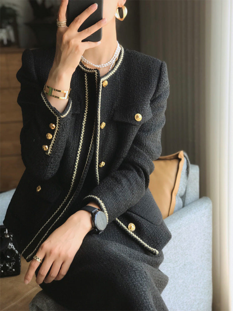 Classic Style Tweed Skirt Suit