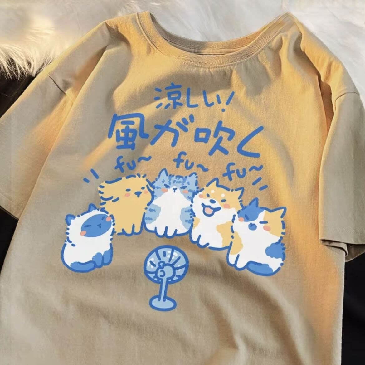 Camiseta holgada de manga corta con estampado de dibujos animados