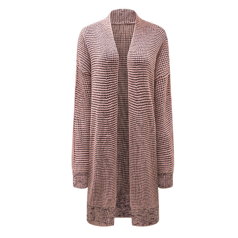 Nouveau Pull femme mi-long tricoté smocké Cardigan