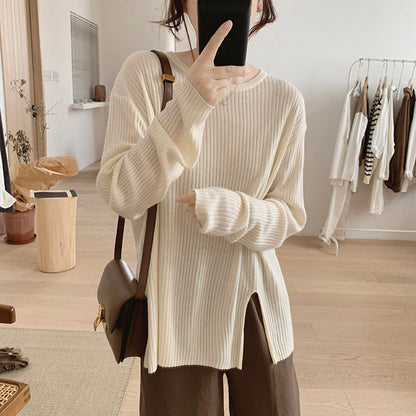 Split Pullover Long Sleeve Cashmere Sweater