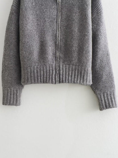 Cardigan tricoté à manches longues et col rond, Style européen et américain, pull avec fermeture éclair