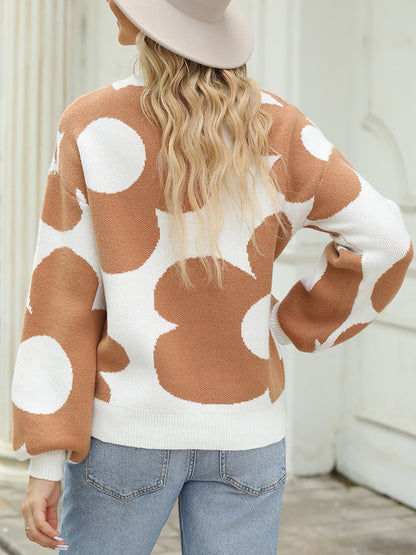 Warm Contrast Color Sweater Women