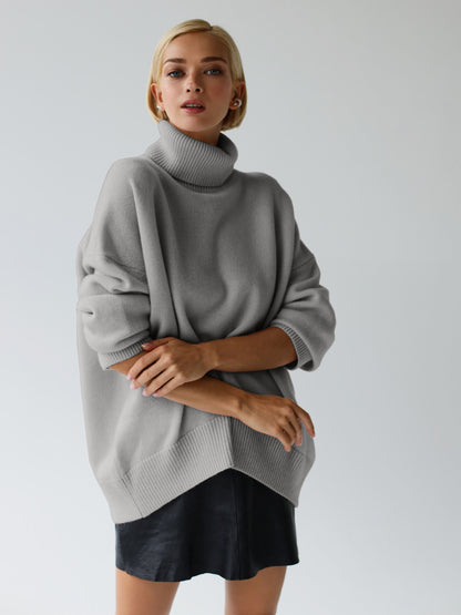 Pull ample à col roulé européen et américain, automne et hiver