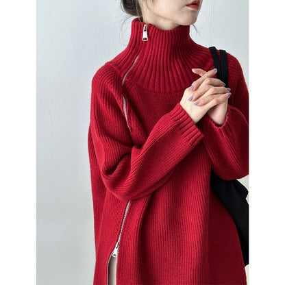 Loose High Collar Bottoming Sweater Korean Simple Top For Women